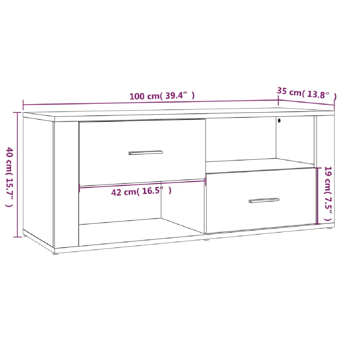 vidaXL - Meuble TV Chêne marron 100 cm
