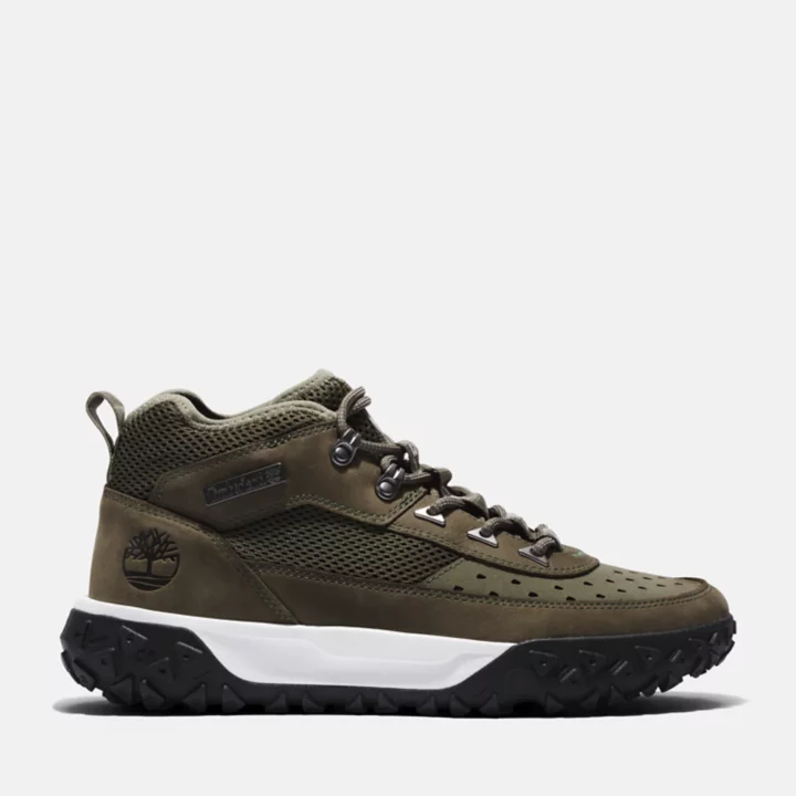 Bottine de randonnée GreenStride Motion 6 à lacets mi-haute pour homme en vert foncé