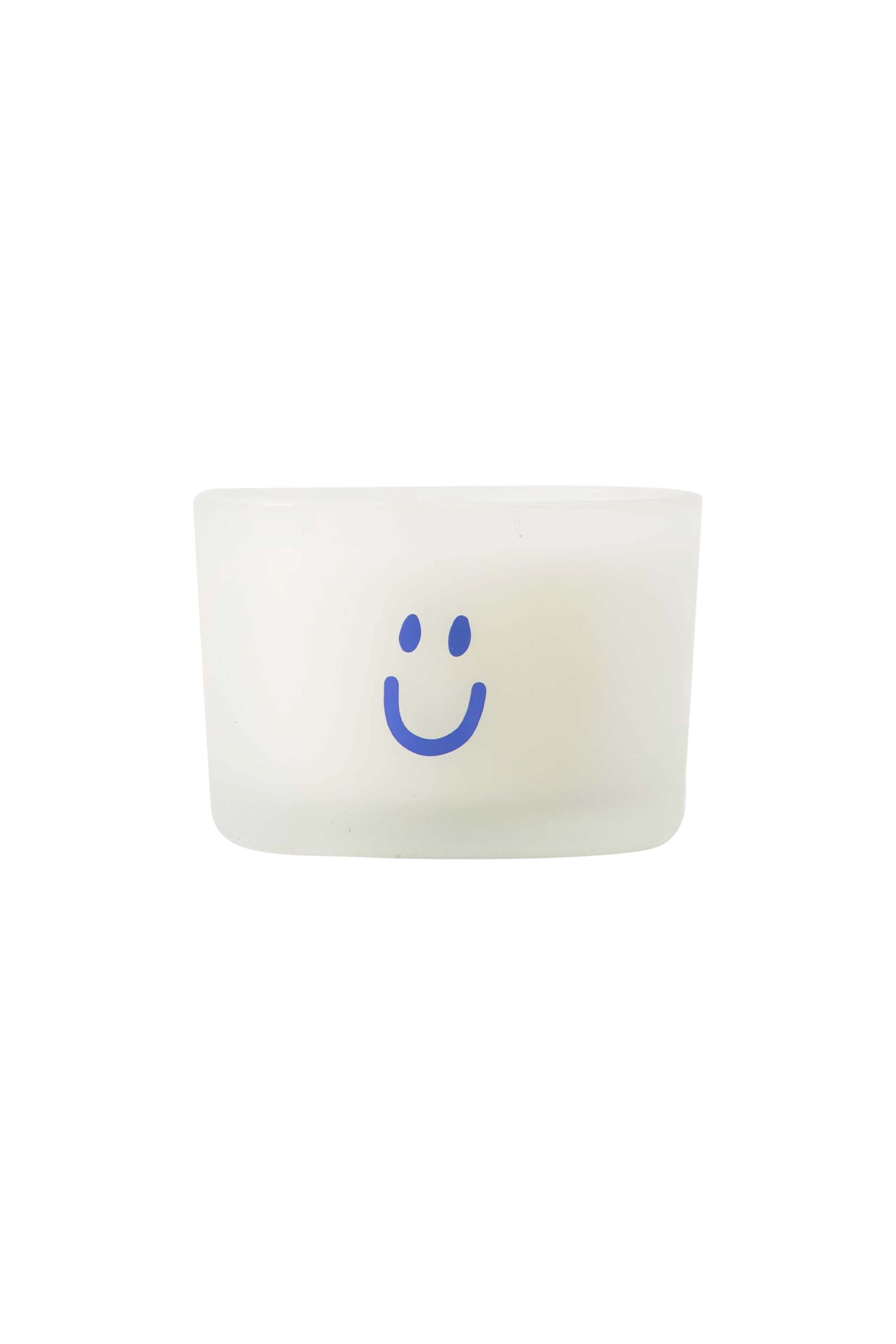 geurkaarsje glas smiley wit/blauw