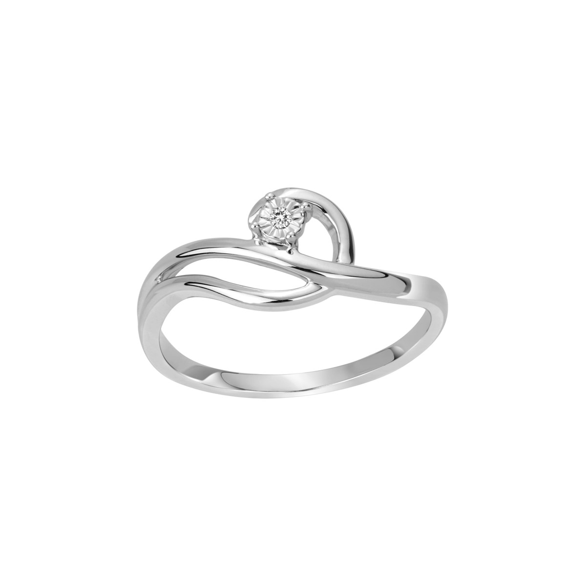 Bague de fiançailles en Argent avec diamant blanc
