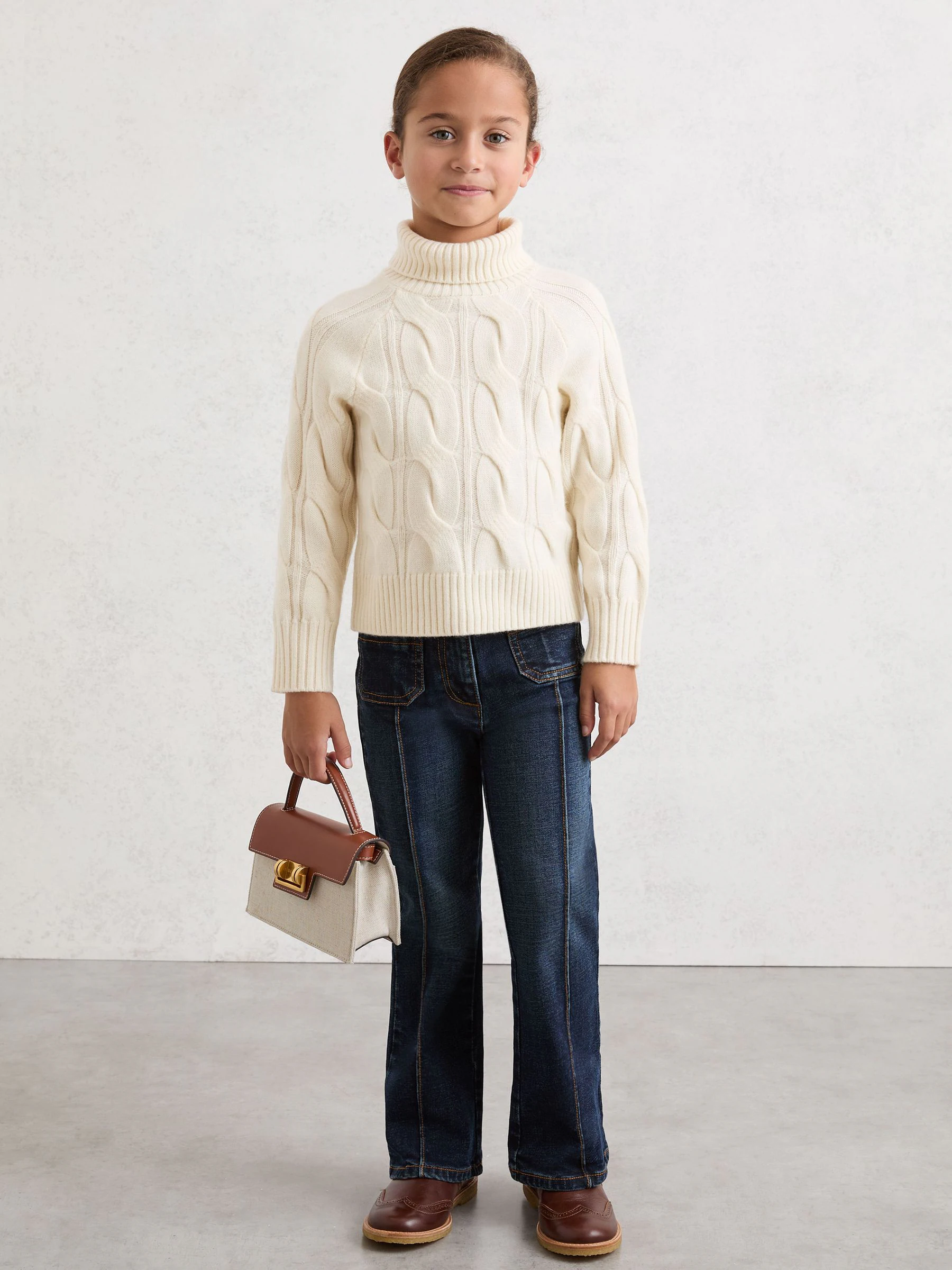 Reiss Sasha Wool Roll-Neck Cable-Knit Jumper