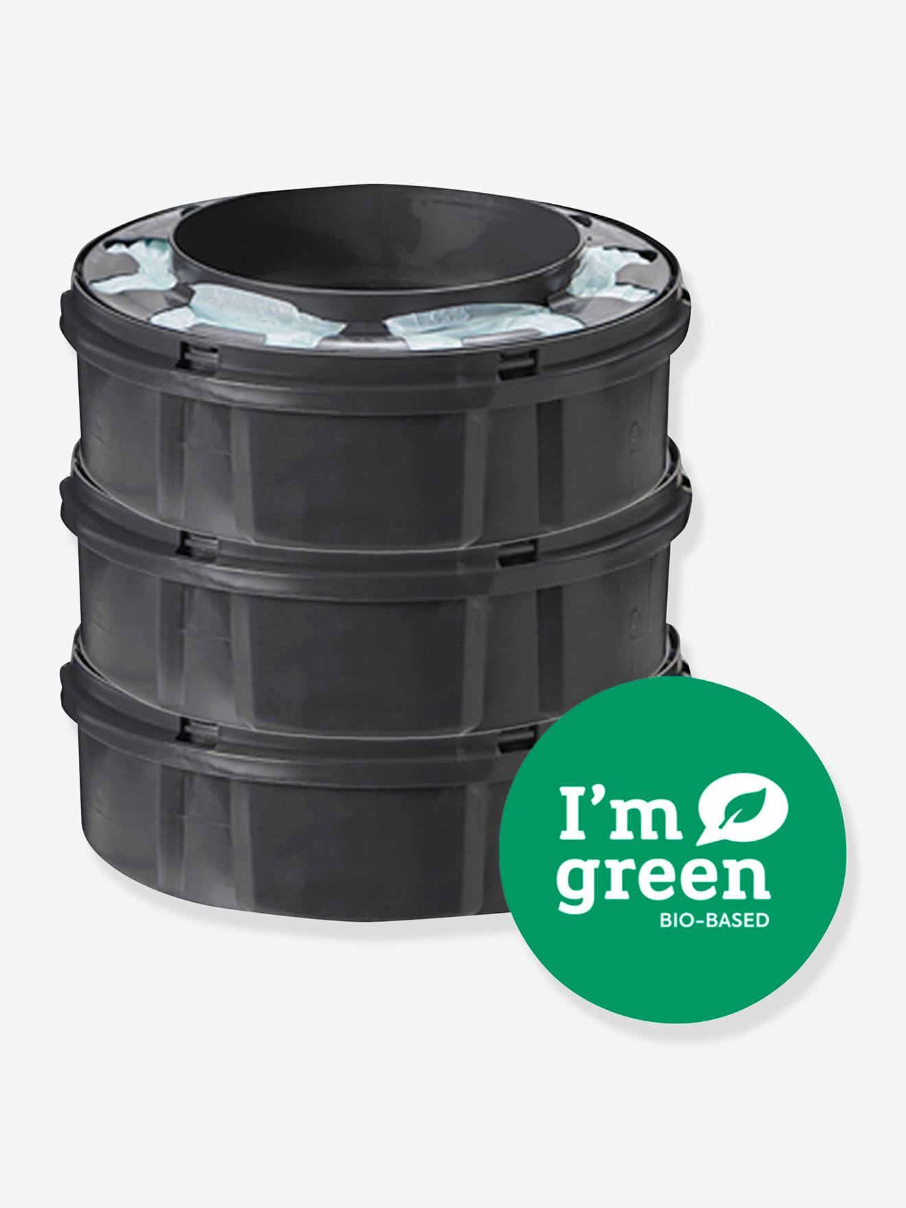Pacote com 3 refis para os cestos de fraldas Tec e Twist & Click da TOMMEE TIPPEE Sangenic, cor cinza médio liso.