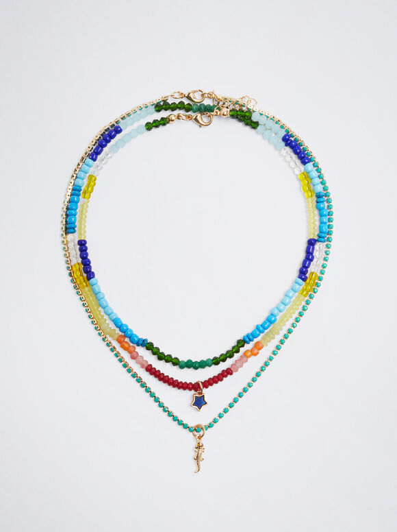 Conjunto de Colares com Pedras Semipreciosas - Multicolorido