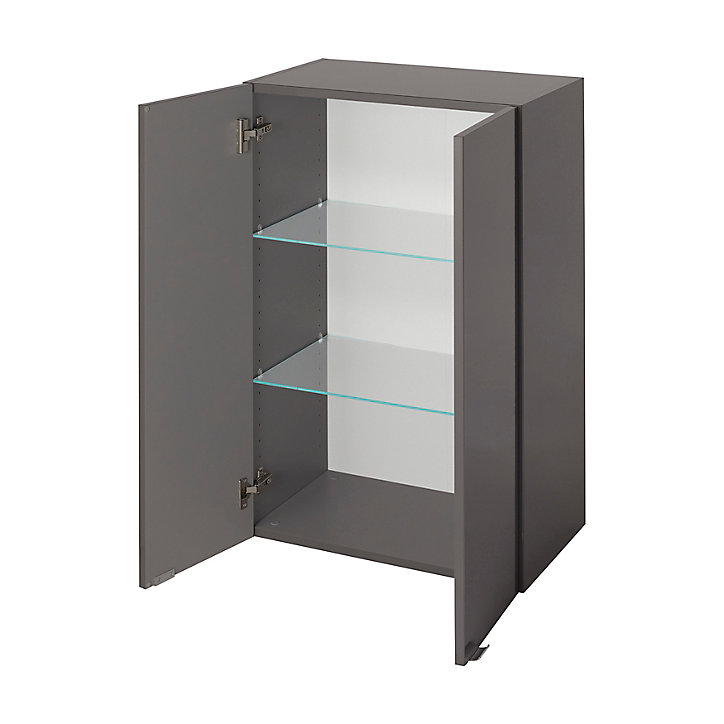 Armoire de salle de bains GoodHome Imandra gris taupé L.60 x H.90 x P.36 cm