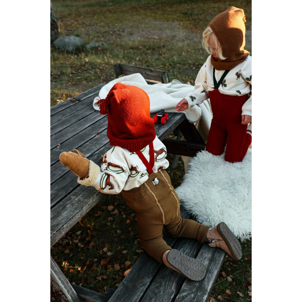 Køb Silly Silas Acorn Brown With Maple Leaf Footed Strømpebukser Christmas Edition