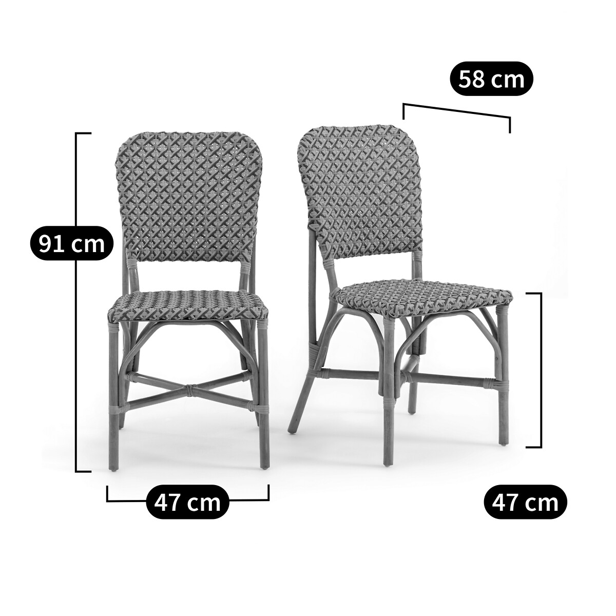 LA REDOUTE INTERIEURS<br>Conjunto de 2 cadeiras em tecido, Musette