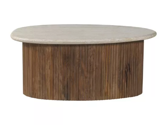 Table basse en bois massif collection DELHI 90cm - Style ethnique et design