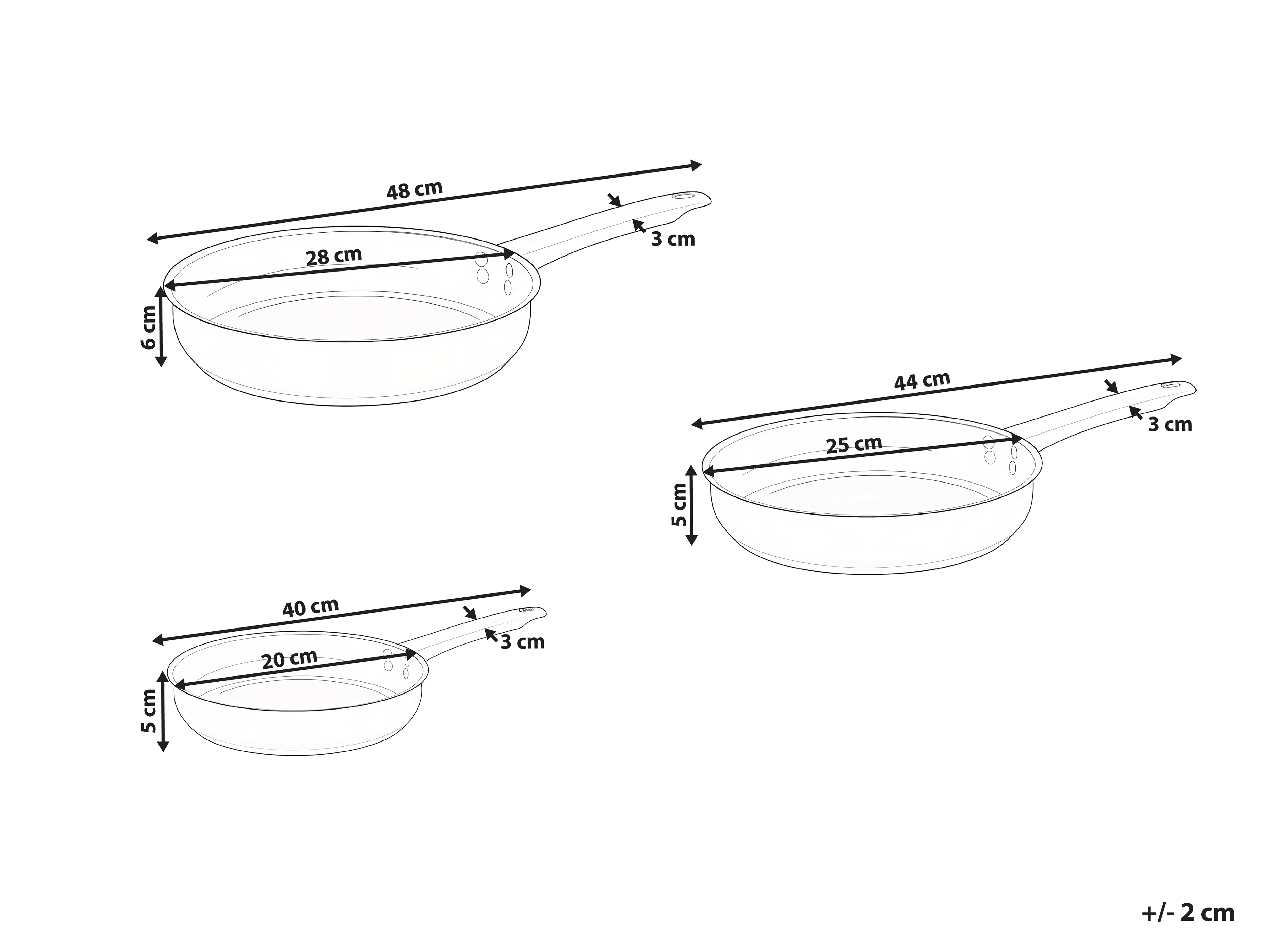 Set van 3 koekenpannen PRIMECOOK Roestvrij staal Zilver