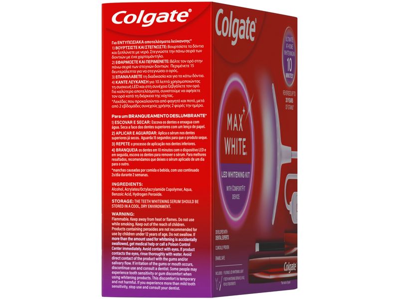 Colgate Max White Ultimate LED Whitening Kit Zahnaufhellung für zu Hause, sicher für den Zahnschmelz, für weissere Zähne