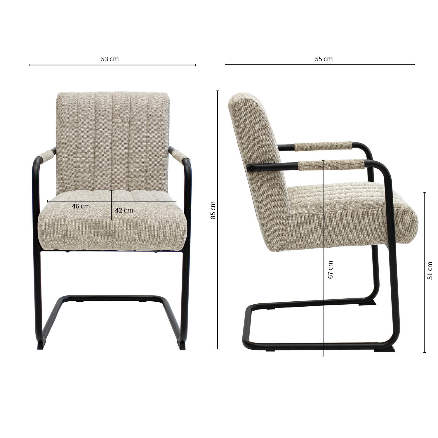 Kick Eetkamerstoel Isa - beige (zwart frame)