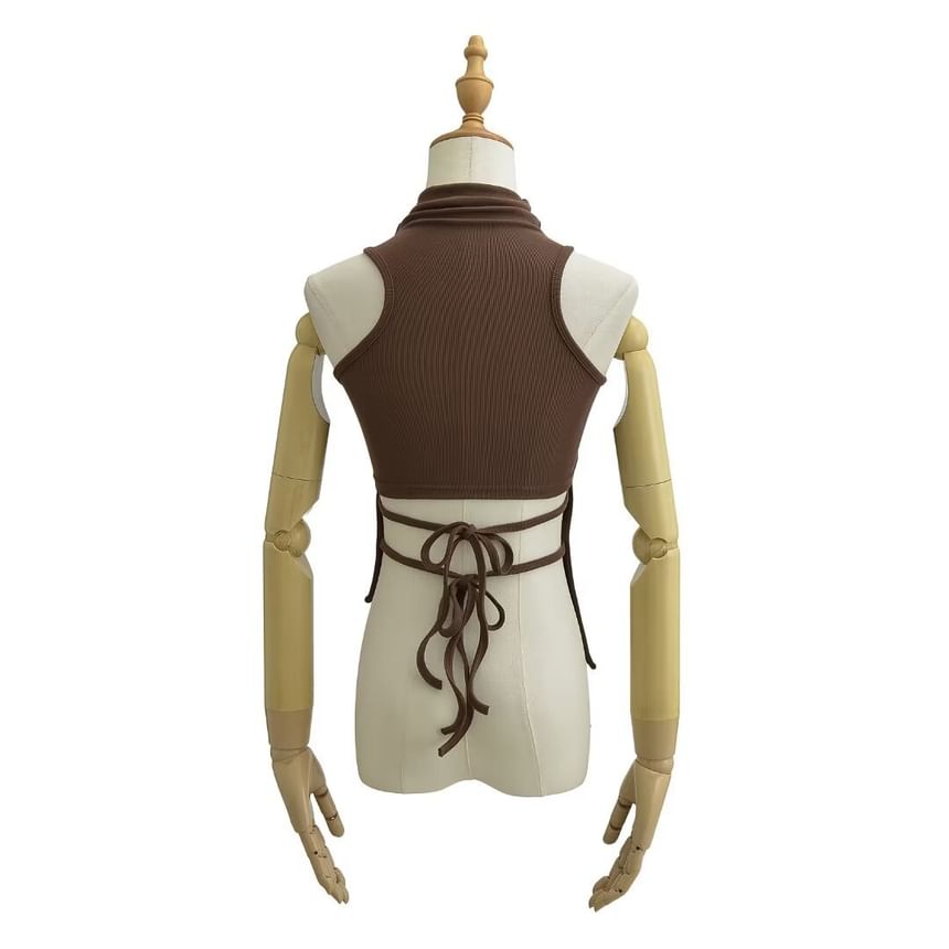 Morhan - Hoge hals, effen asymmetrisch tanktopje