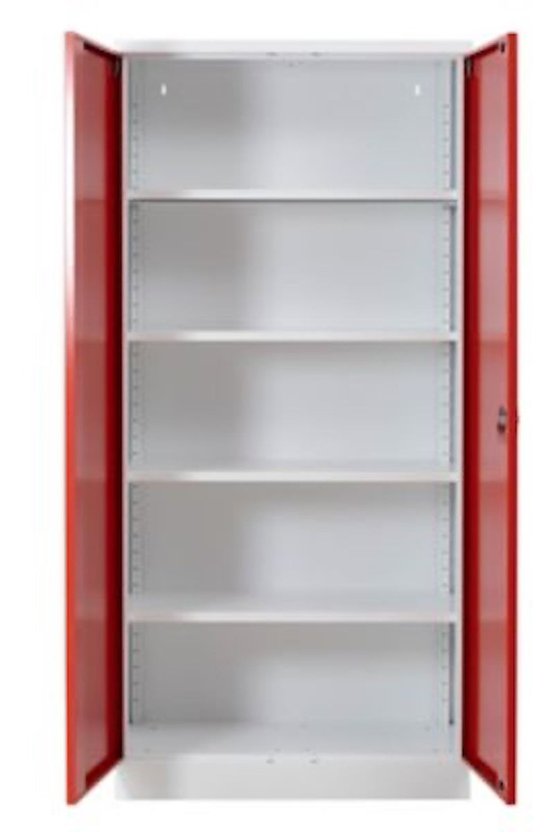 PROREGAL stalen kast Bee met 4 planken, afmetingen (H x B x D): 195 x 92 x 42 cm, gepoedercoat plankmateriaal, wit & rood