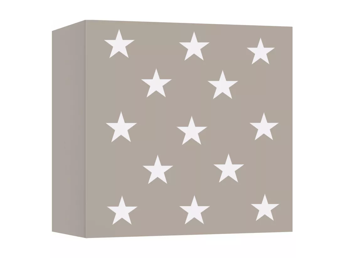 Applique enfant carré etoiles métal taupe 10,5 cm.