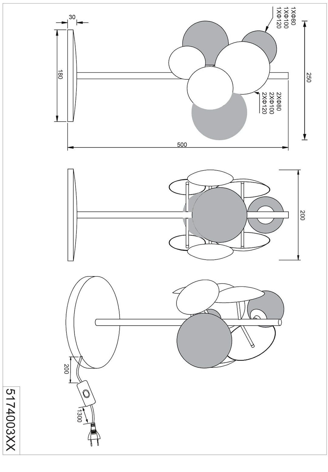 TRIO Retrofit Tischlampe TRS BUBBLE 50 cm goldfarbig