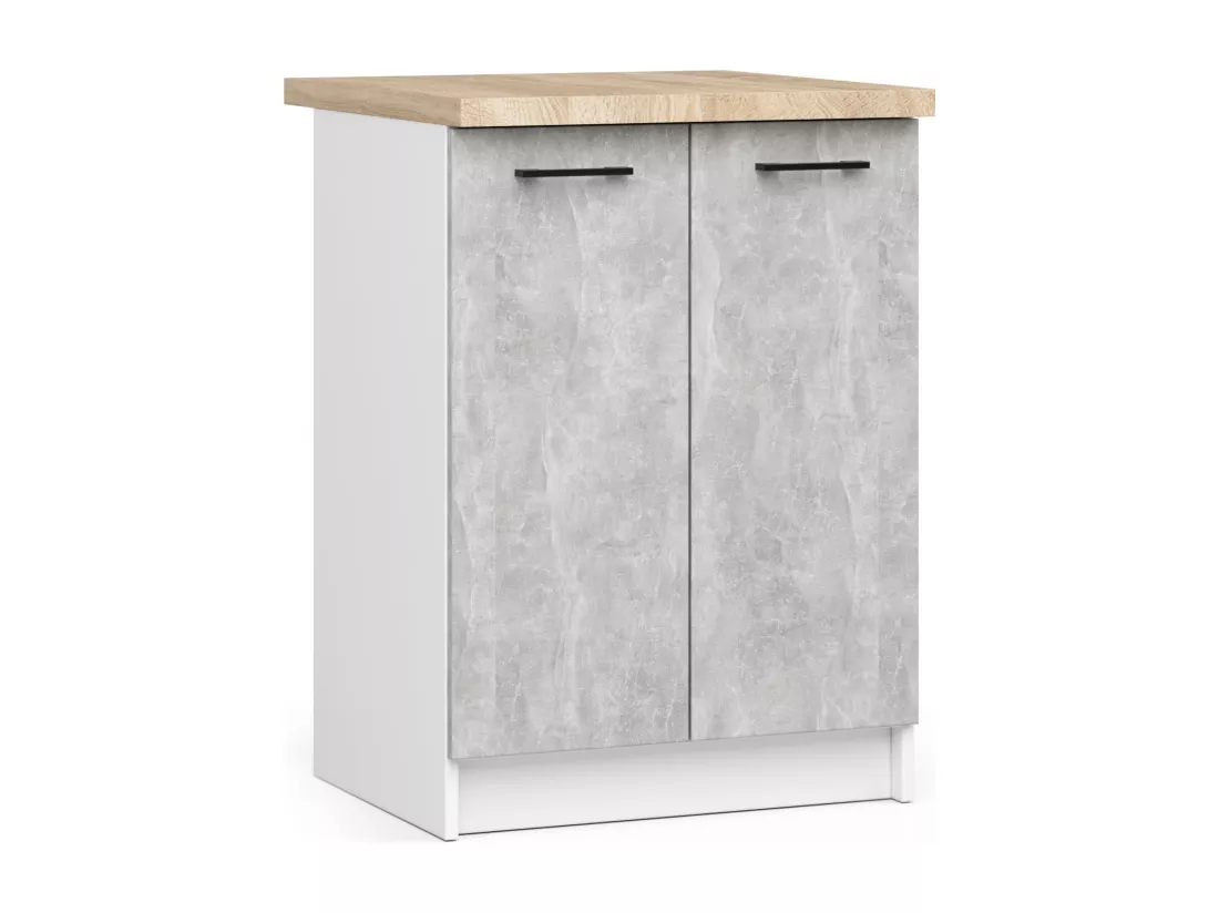 Ensemble De Cuisine AKORD OLIWIA 2.4m Blanc 240 cm 11 portes 1 tiroir façade Béton 240x46x203 cm