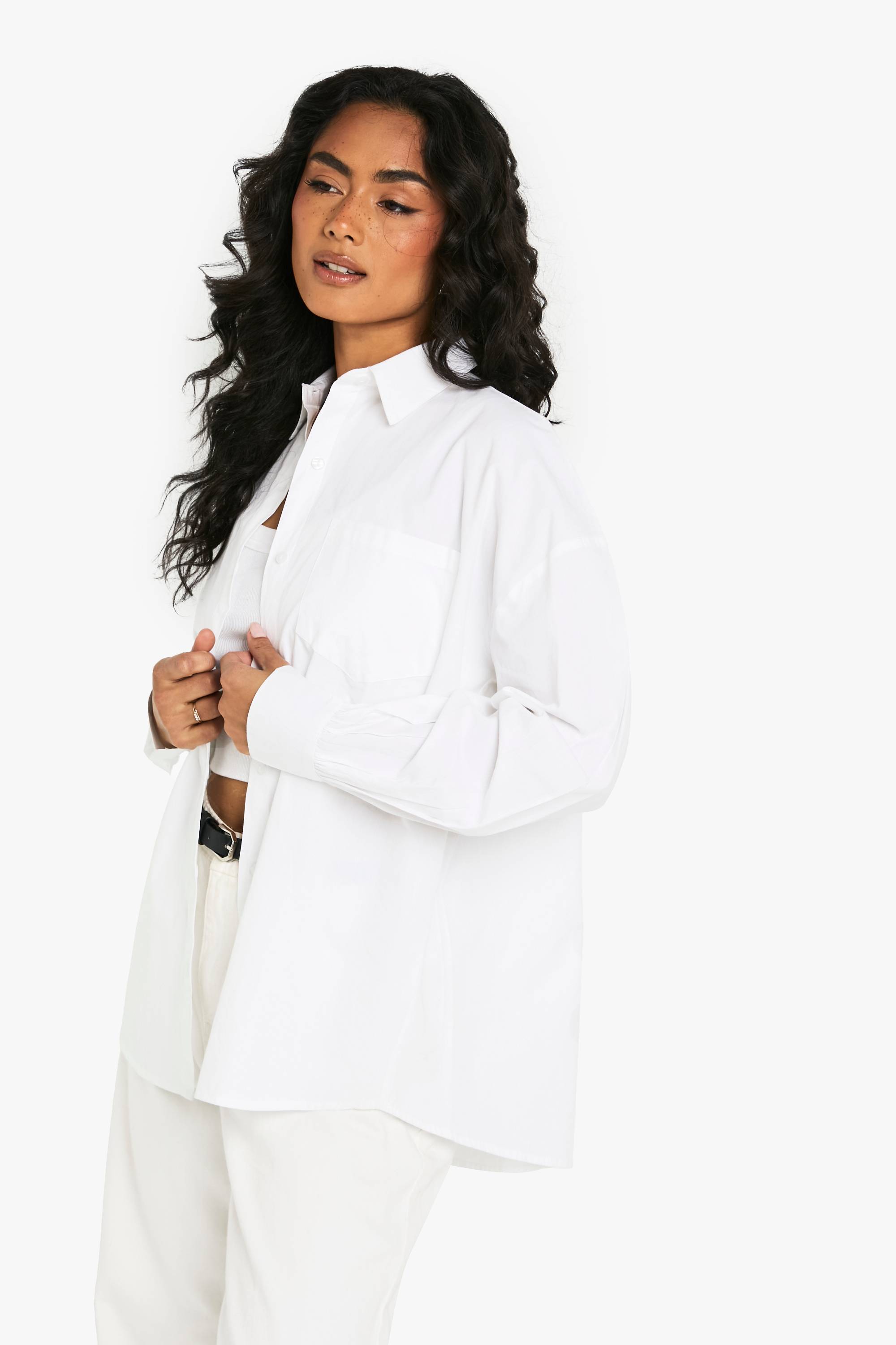 boohoo Chemise surdimensionnée en popeline de coton Boohoo Basics