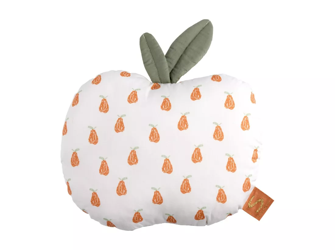Coussin déco pomme 23x25cm en coton blanc