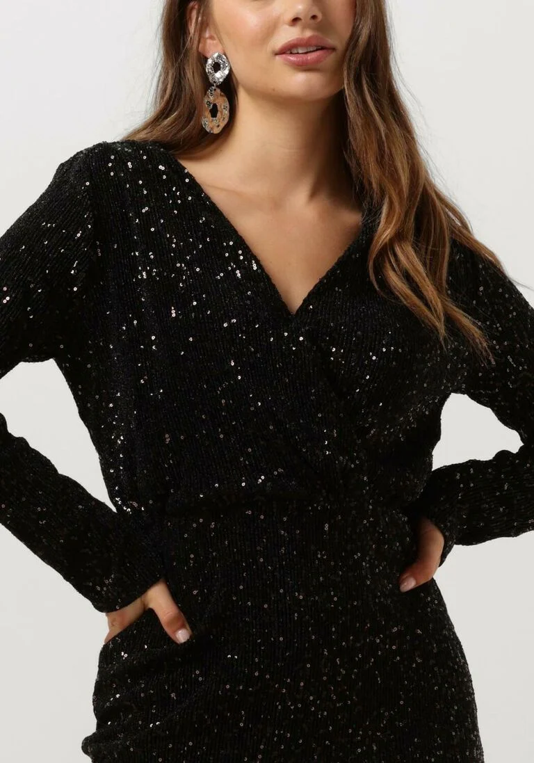 OBJECT zwarte object mini jurk objtulua l/s short dress