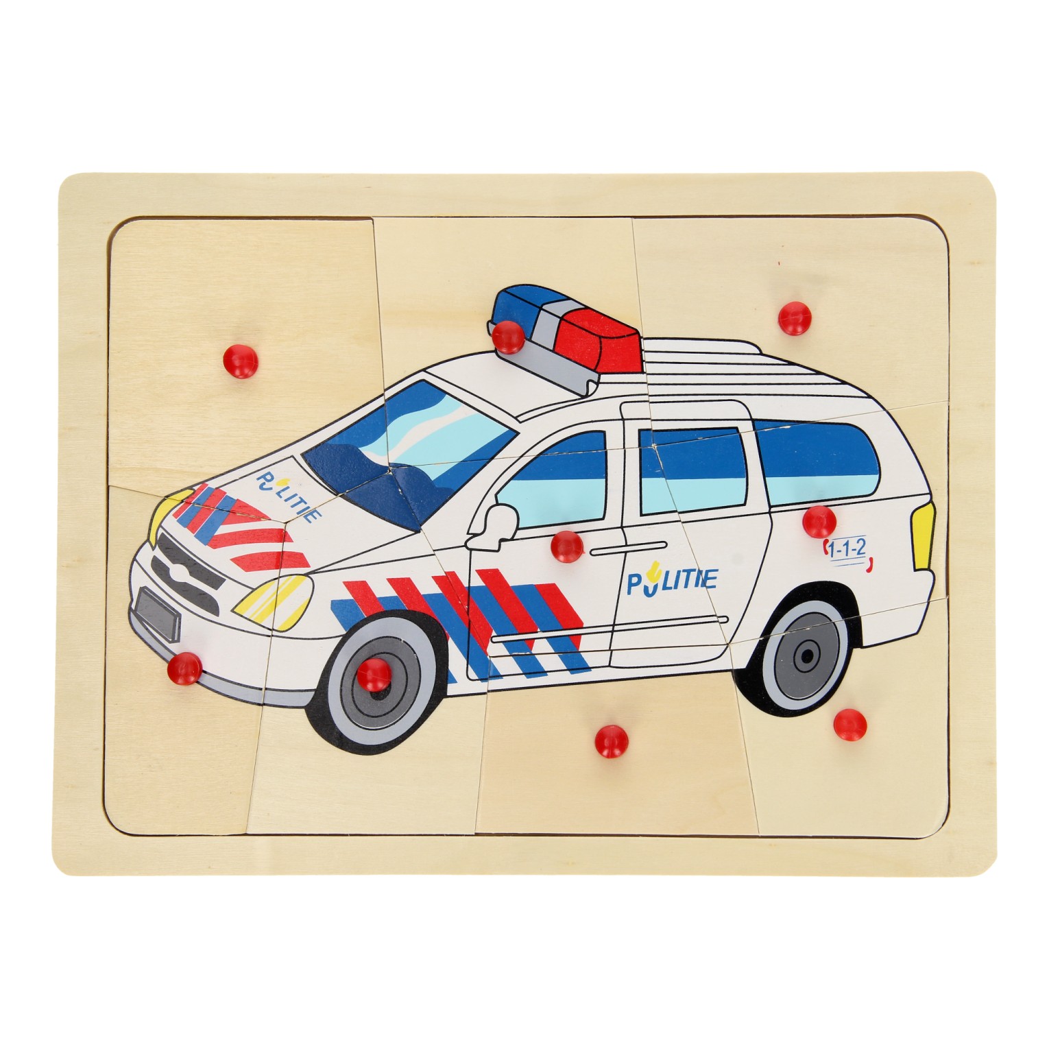 Houten Noppenpuzzel Politie, 9st.