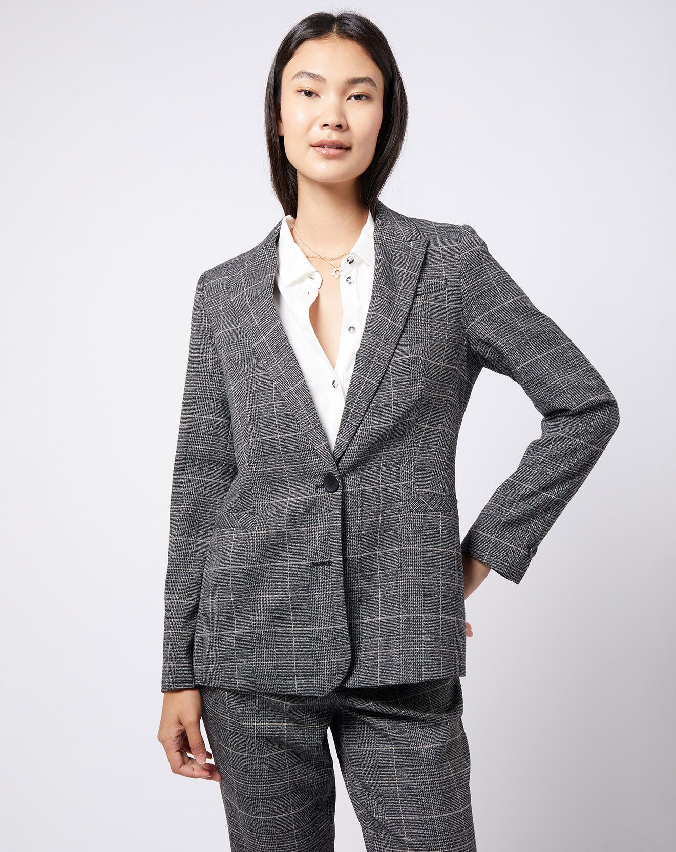 Esprit Veste blazer prince de galles lurex grise