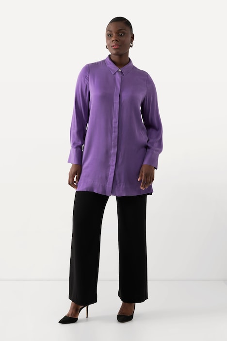 Bluse, Cupromix, Hemdkragen, Langarm