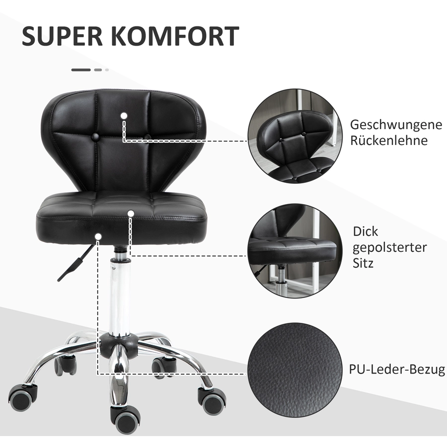 HOMCOM Arbeitshocker Set mit Drehfunktion und Höhenverstellung schwarz