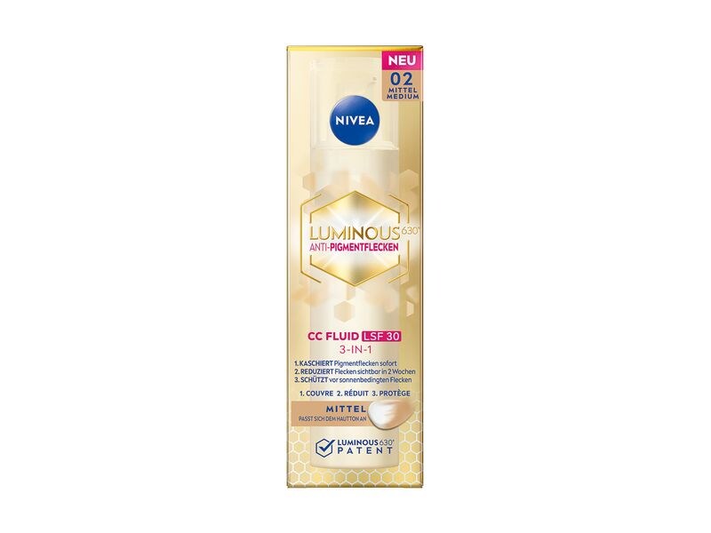 NIVEA CC Cream Cellular Luminous630 3-in-1 LSF30 Medium CC-Fluid kaschiert, reduziert und schützt vor Pigmentflecken