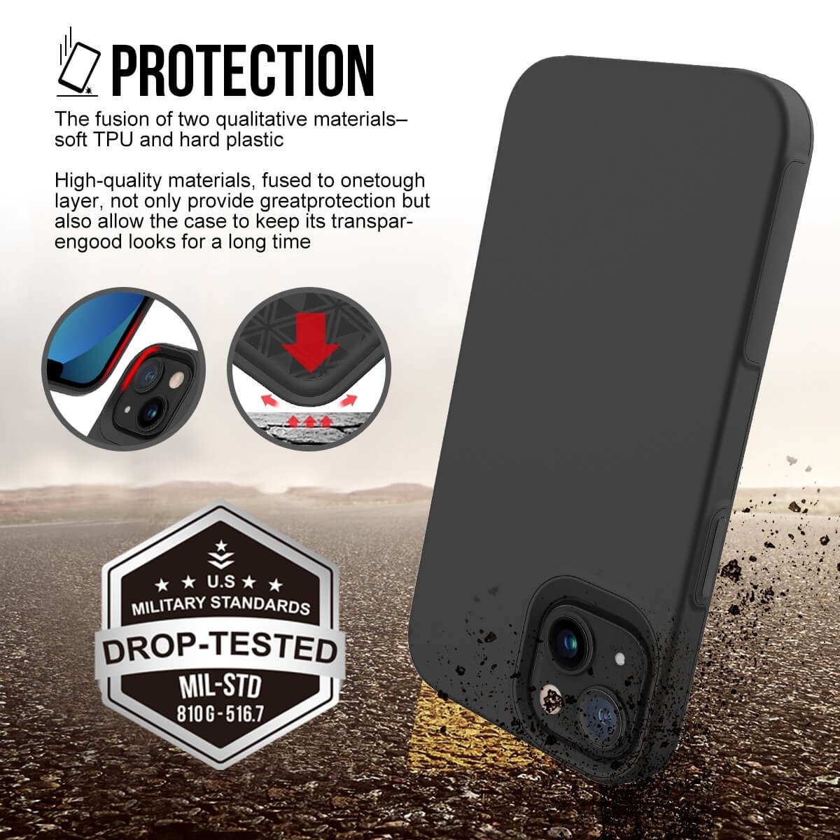iPhone 13 Hybrid 2in1 Outdoor Hülle Shock Proof Hardcase Hülle Pankow Safe (10821) - Schwarz
