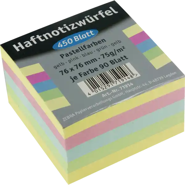 Haftnotizwürfel Pastellfarben