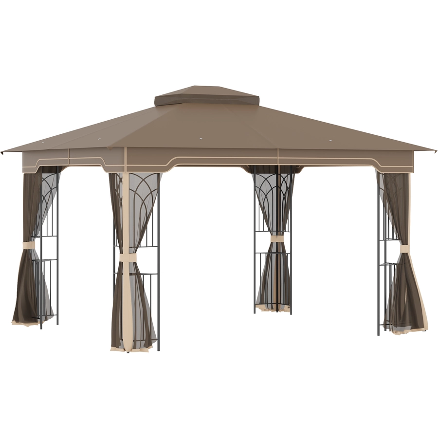 Outsunny Pavillon mit Doppeldach braun
