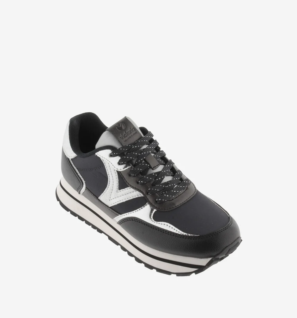 COMETA NYLON & BRILLANCE Baskets pailletées à plateforme pour femmes NEGRO