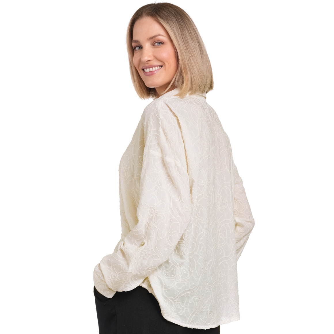 Gina Benotti Damen Hemdbluse mit Stickereien creme