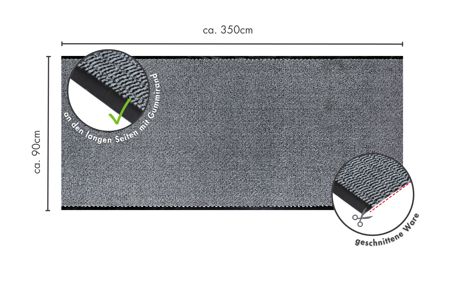 Easy Runner deurmat 90 x 350 cm in lichtgrijs