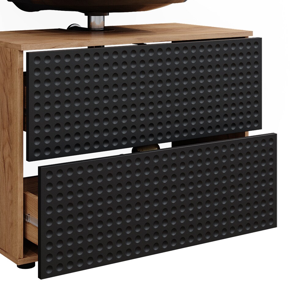 Vicco Waschbeckenunterschrank Irma Eiche Anthrazit 80 x 59 cm 2 Schubladen Badezimmer