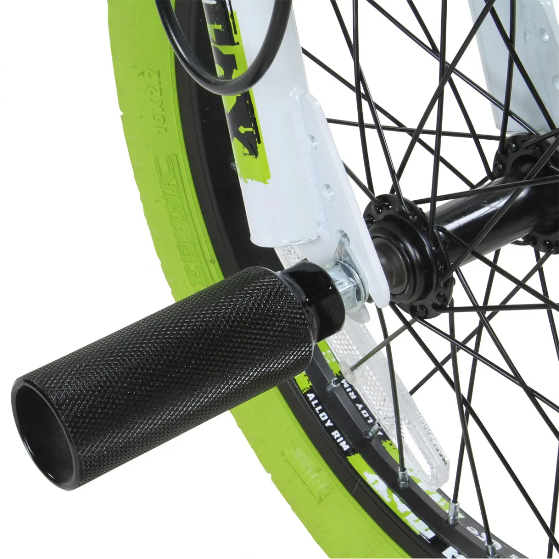 deTox Freestyle BMX 16 Zoll Fahrrad 100 - 120 cm mit 2 Pegs unisex Kinderbmx weiß/grün