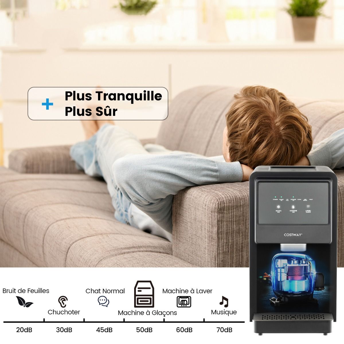 Machine à Glaçons 27kg/24h Machine à Pépites à Affichage LED de Comptoir avec Capteur Infrarouge et Autonettoyant Stockage de glace : 4 kg - Lidl-Manfred