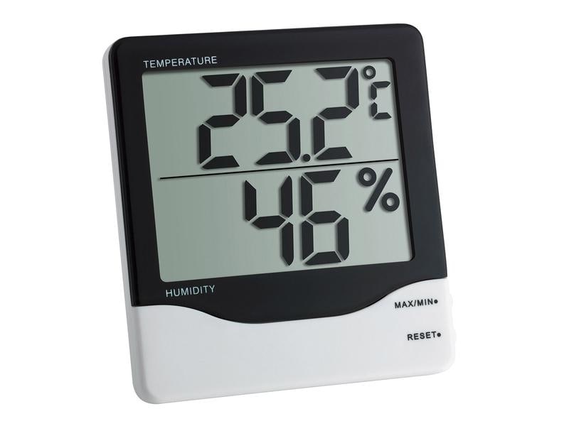 TFA Dostmann Thermo-/Hygrometer Digital, Schwarz / Weiss Digitales Thermo-Hygrometer mit grossem Display