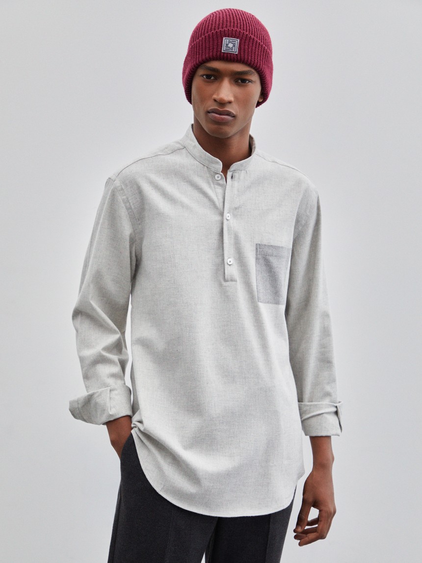 Camisa slim fit gola mao