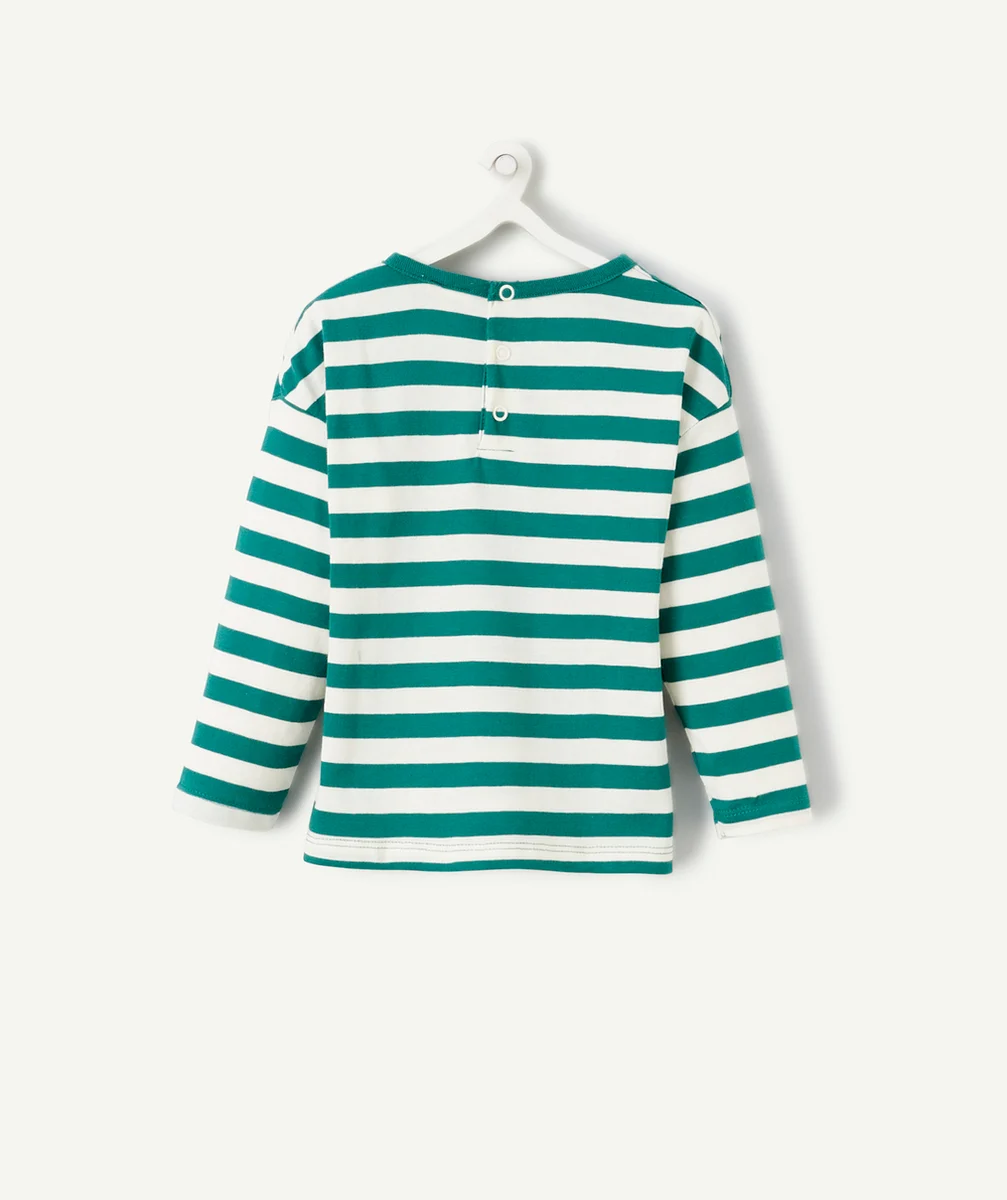 T-SHIRT MANCHES LONGUES BÉBÉ GARÇON EN COTON BIO RAYÉ VERT