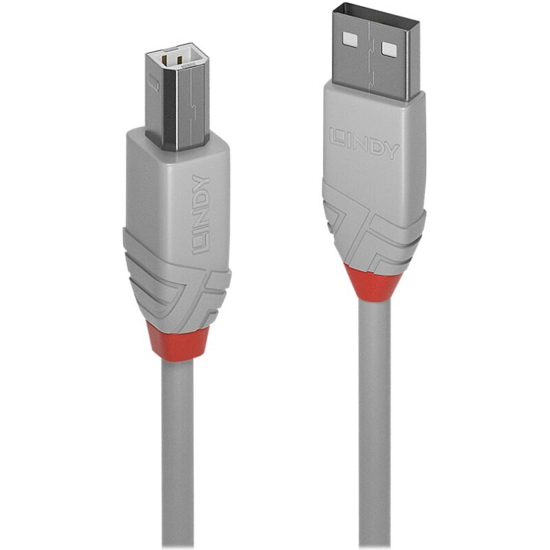 Lindy Câble USB 2.0 type A vers B, Anthra Line, Gris, 2m