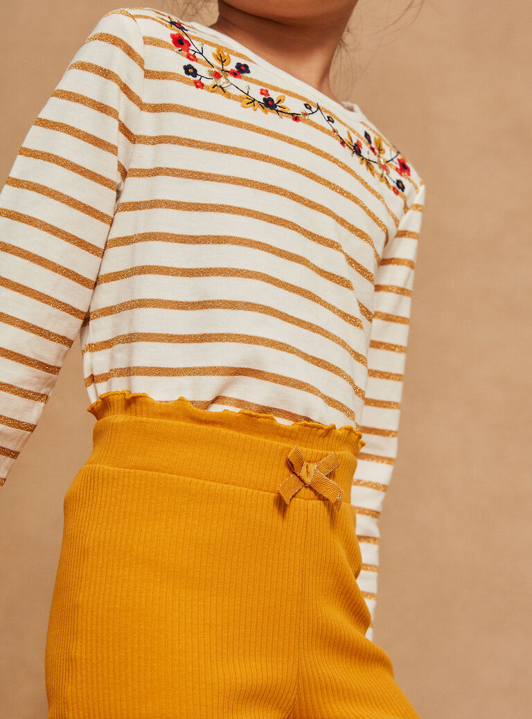 2 leggings jaune et bleu marine