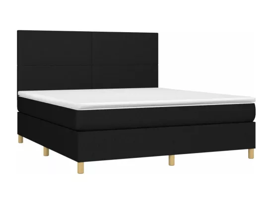 Sommier tapissier avec matelas et LED Noir 160x200 cm Tissu