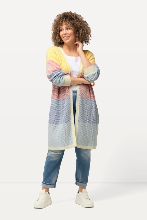 Long-Strickjacke, Oversized, Eggshape, offene Form