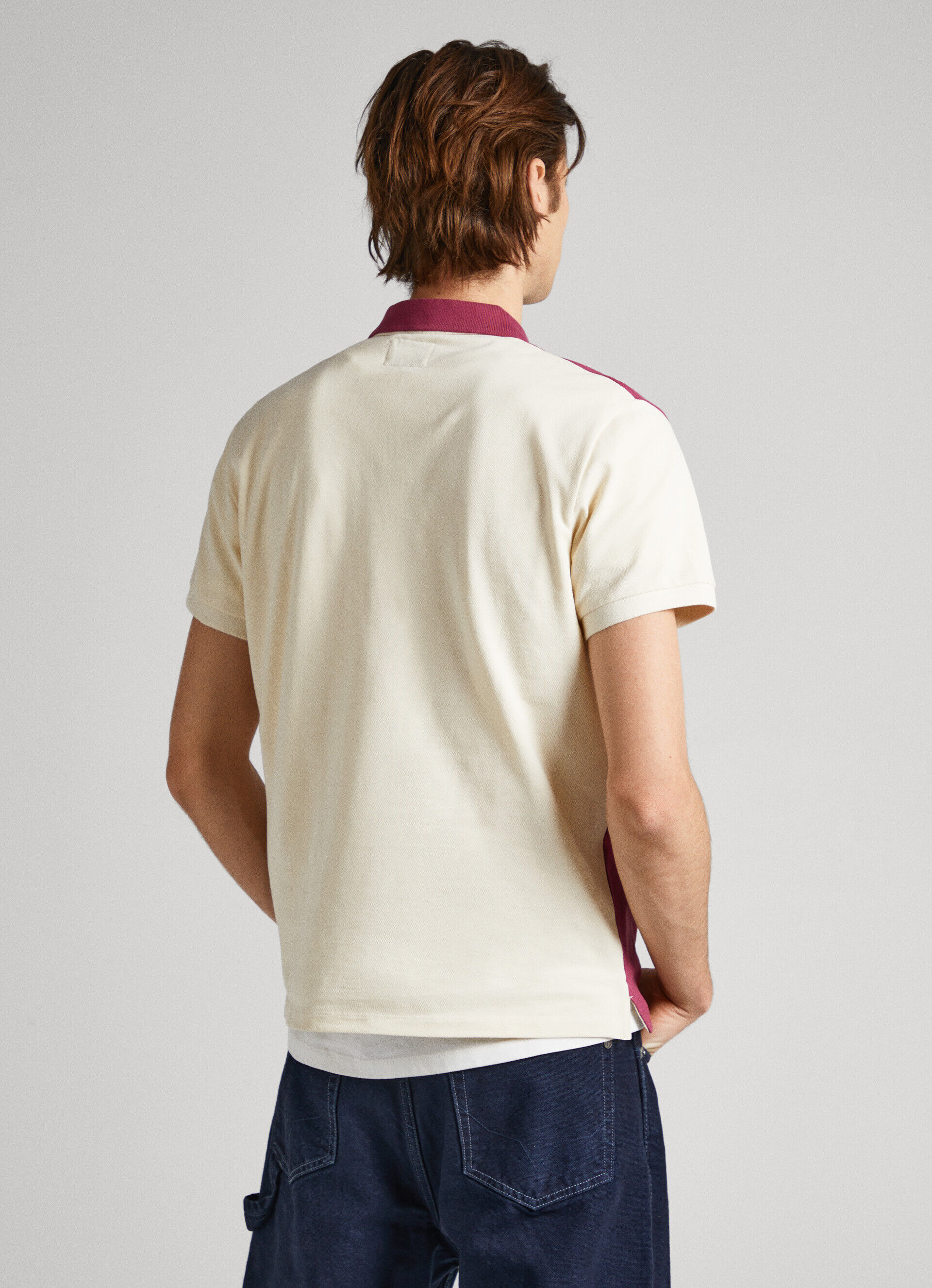 POLO PIQUÉ COLOR BLOCK - vermelho framboesa esmagado