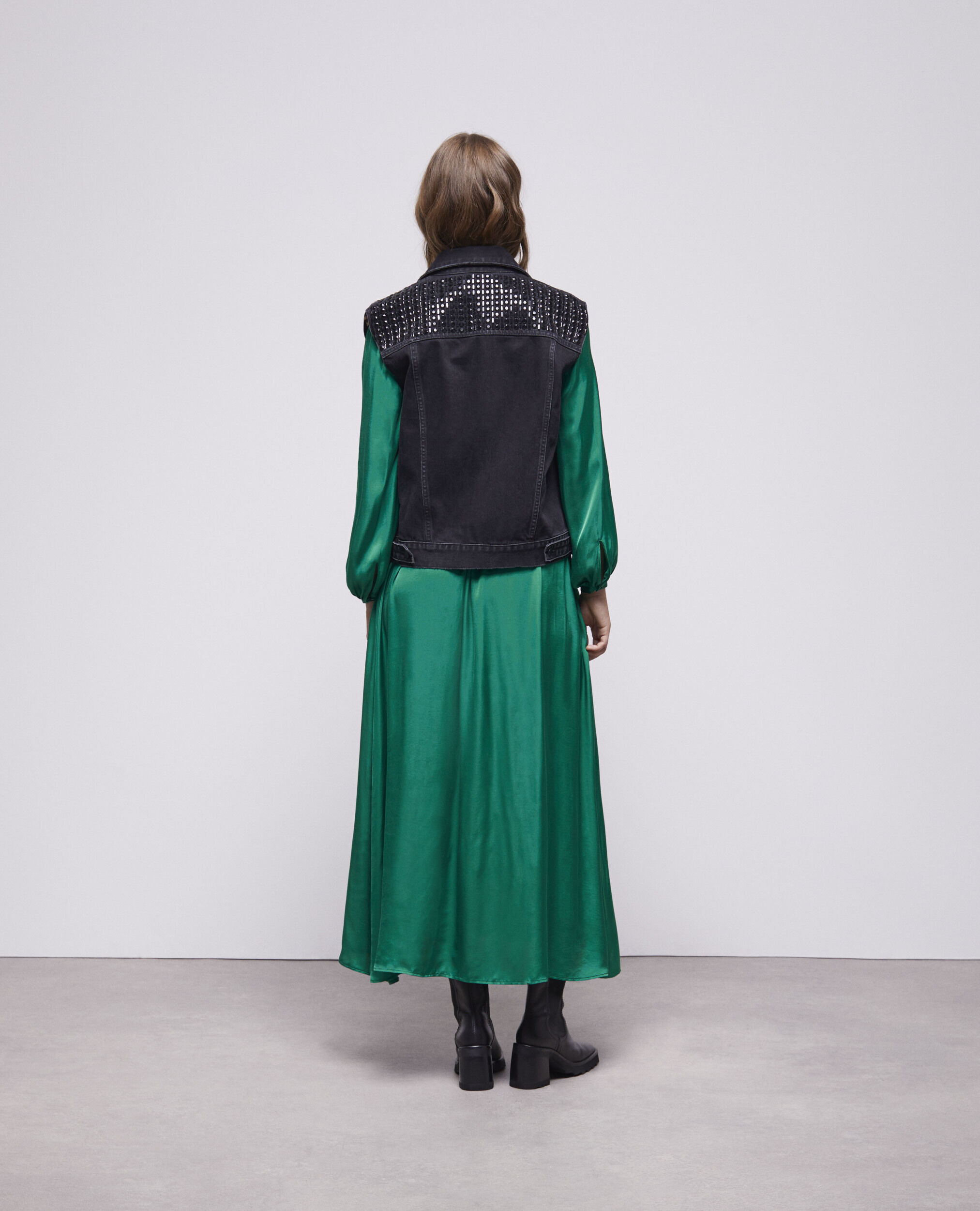 Blouson sans manches en denim noir