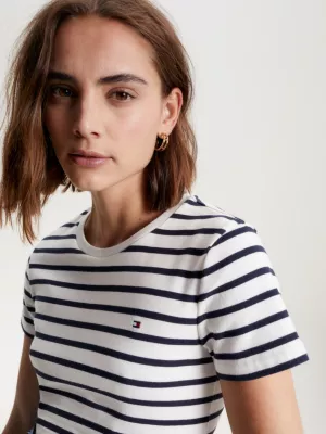 Camiseta de corte justo com listras bretãs