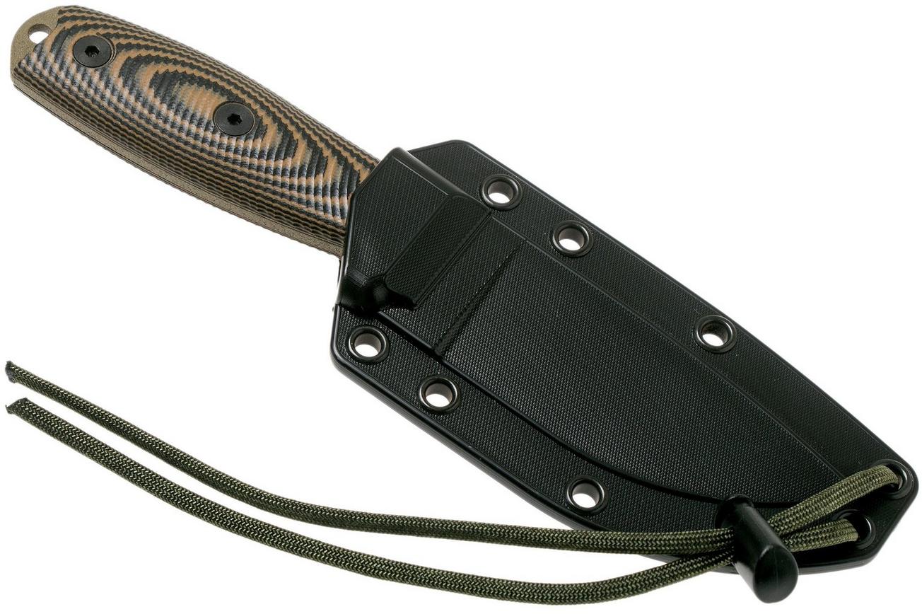 ESEE Model 3 Dark Earth Blade 3D Coyote-Black G10 survivalmes 3PMDE-005 zwarte schede   riemclip