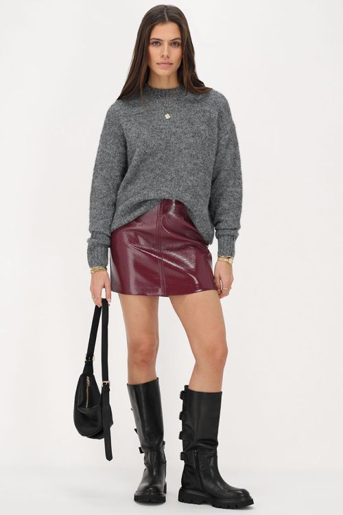 Burgundy rok in leather look