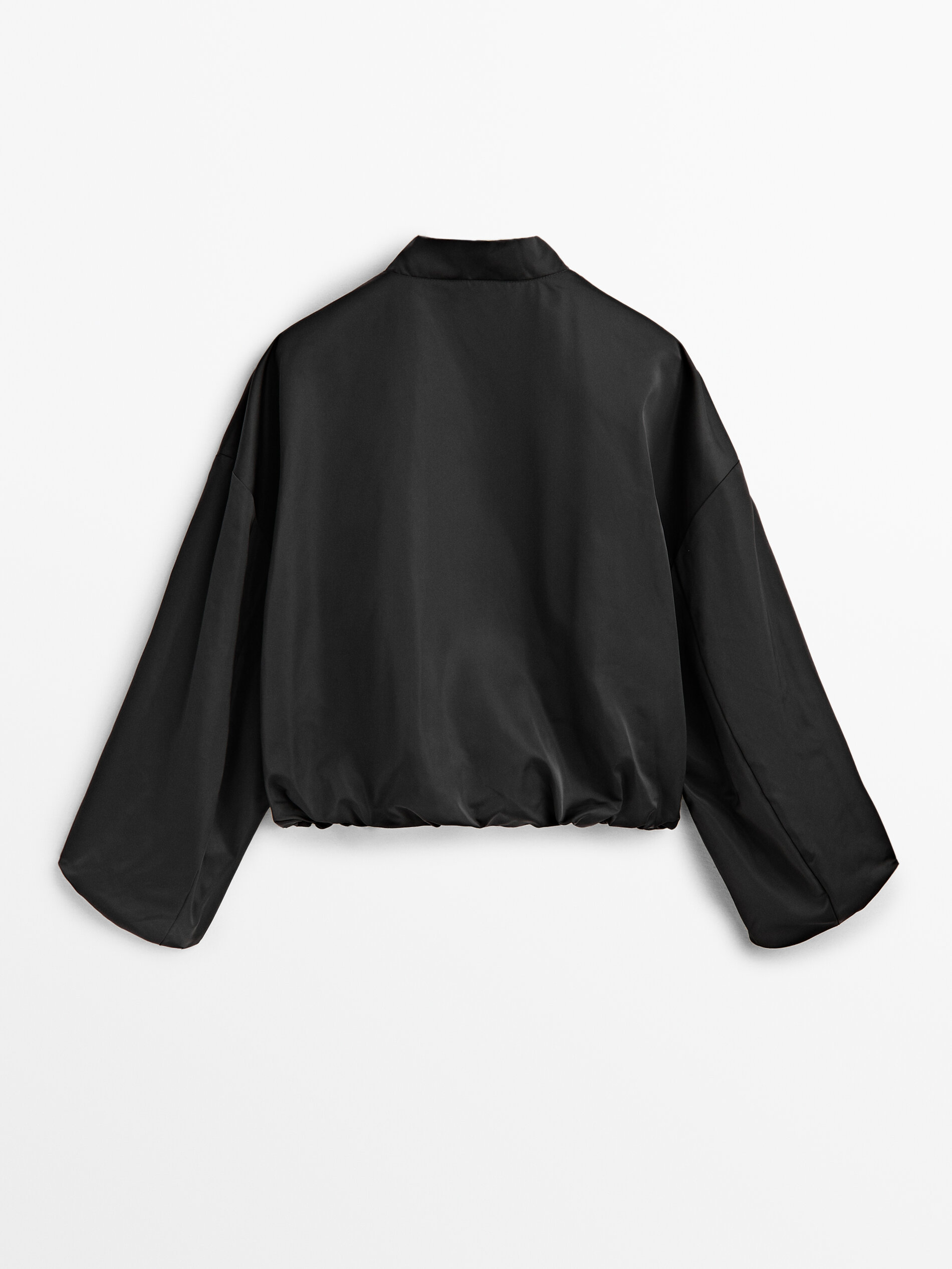 Jaqueta Bomber com Mangas Volumosas - PRETA