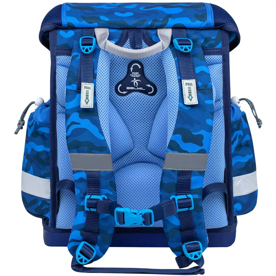 Belmil Schulranzen Classy Schulranzen Set 5-teilig mit Brustgurt Blue Camouflage